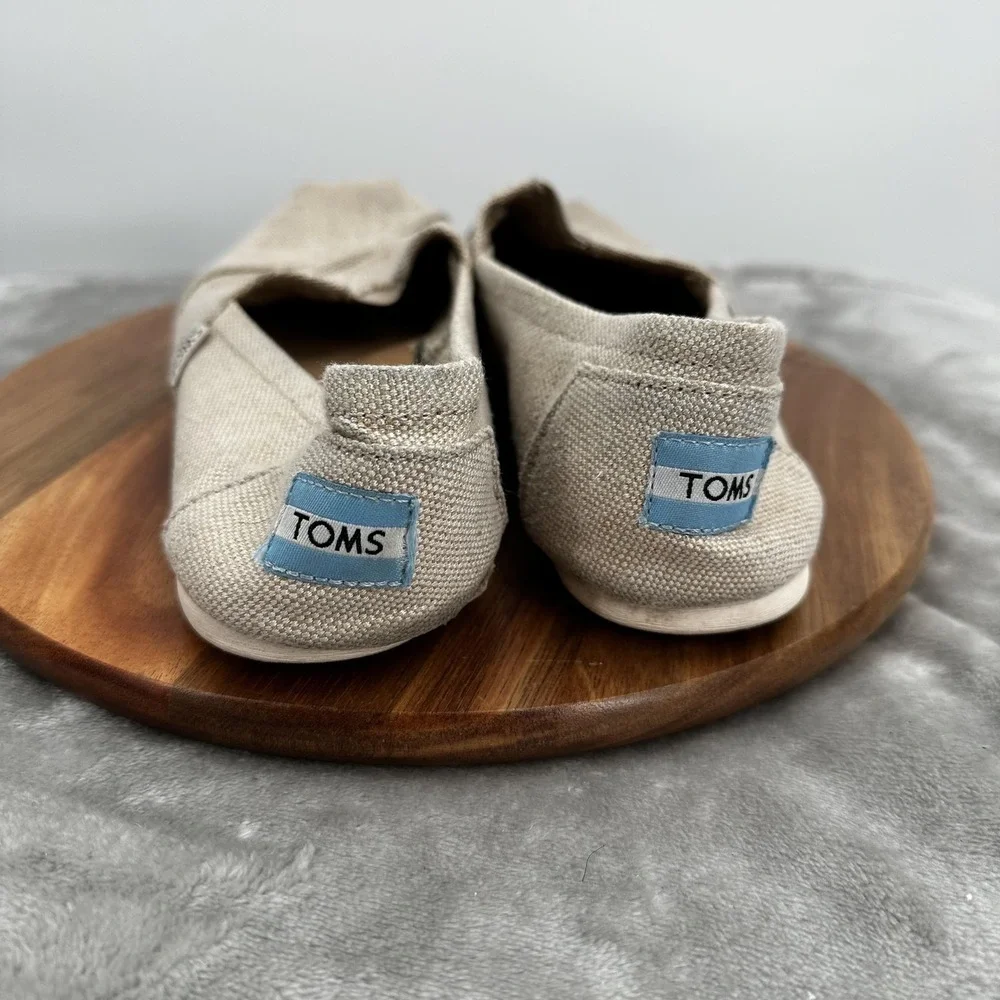 TOMS Shoes Womens Size 8 Beige Canvas Slip‎ On Flats Comfort Casual Espadrille
